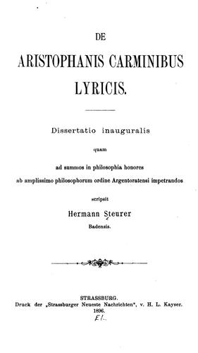 De Aristophanis carminibus lyricis