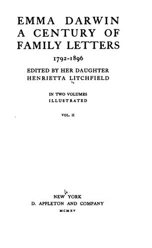 Emma Darwin, a century of family letters, 1792-1896