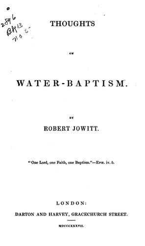Thoughts on Water-baptism