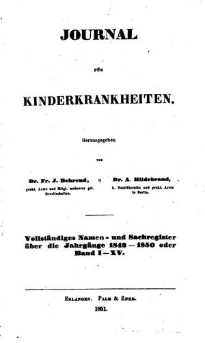 Journal für Kinderkrankheiten