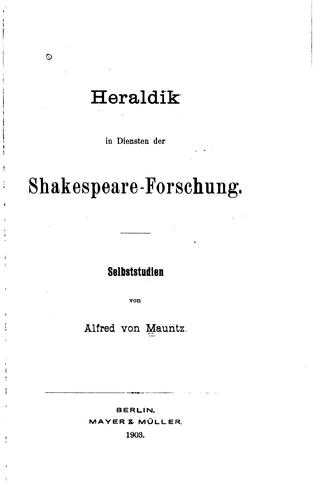 Heraldik in Diensten der Shakespeare-Forschung