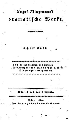 August Klingemann's dramatische Werke