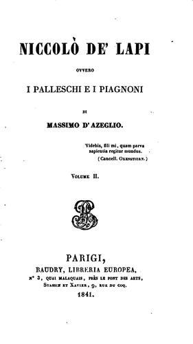 Niccolò de' Lapi: ovvero, I Palleschi e i Piagneni