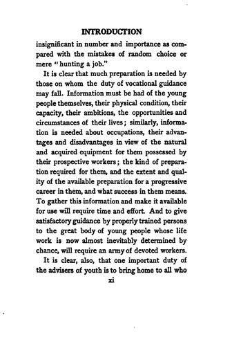 The Vocational Guidance of Youth