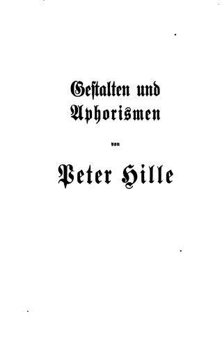 Gesammelte Werke von Peter Hille