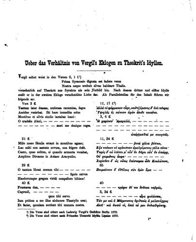 Ueber das Verhältnis von Vergil's Eklogen zu Theokrit's Idyllen....: Progr