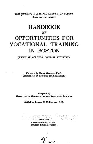 Handbook of Opportunities for Vocational Training in Boston