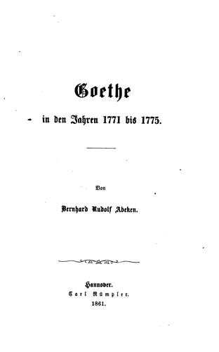 Goethe in den Jahren 1771 bis 1775