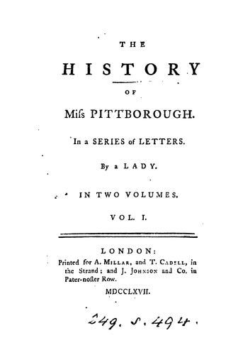 The history of miss Pittborough, by a lady