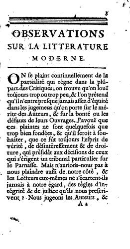 Observations sur la litterature moderne