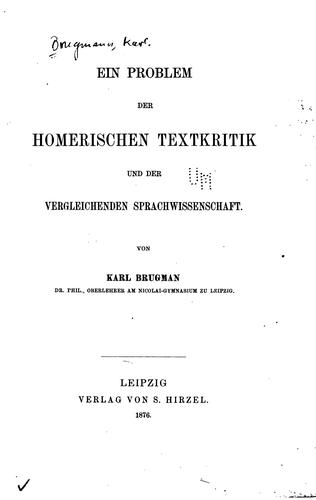 Ein Problem der homerischen Textkritik und der vergleichenden Sprachwissenschaft