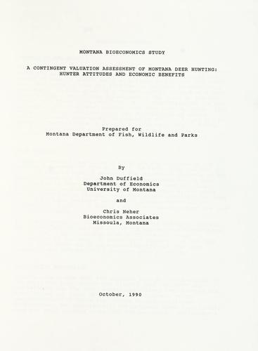 A contingent valuation assessment of Montana deer hunting