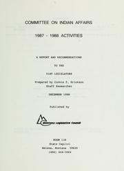Committee on Indian Affairs, 1987-1988 activities