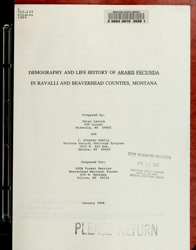 Demography and life history of Arabis fecunda in Ravalli and Beaverhead Counties, Montana