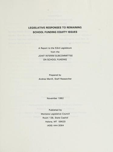 Legislative responses to remaining school funding equity issues