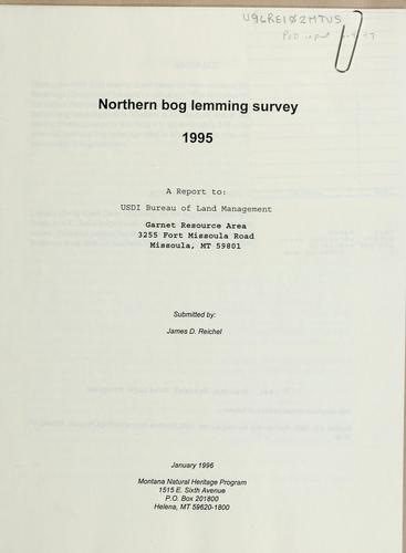 Northern bog lemming survey, 1995