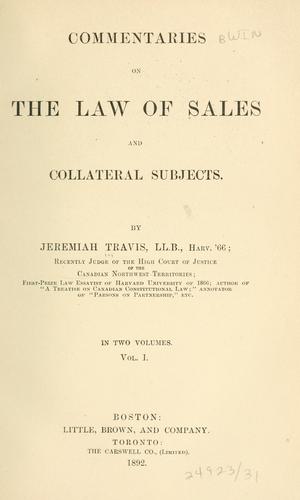 Commentaries on the law of sales and collateral subjects