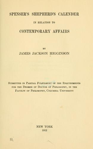 Spenser's Shepherd's calender in relation to contemporary affairs
