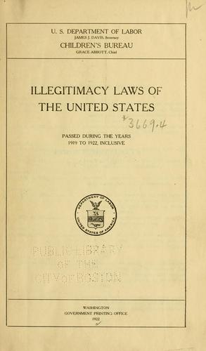 Illegitimacy laws of the United States passed during the years 1919 and 1922, inclusive