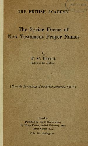 The Syriac forms of New Testament proper names