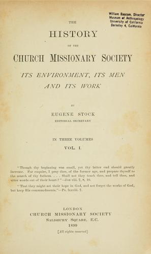 The history of the Church Missionary Society