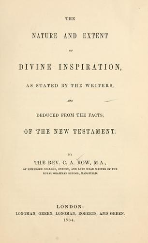 The nature and extent of divine inspiration