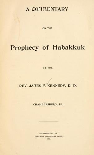 A commentary on the prophecy of Habakkuk