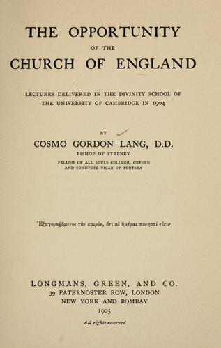 The opportunity of the Church of England