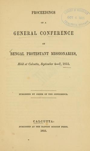 Proceedings of a General Conference