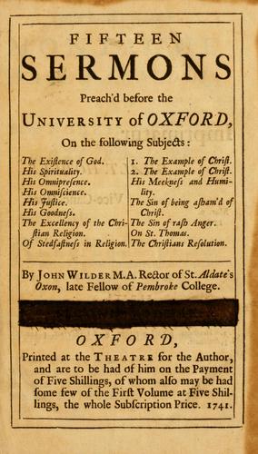 Fifteen sermons preached before the University of Oxford