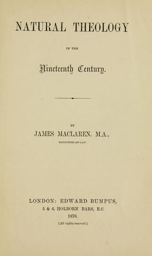 Natural theology in the nineteenth century