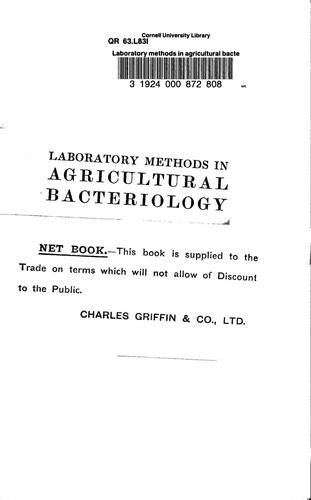 Laboratory methods in agricultural bacteriology