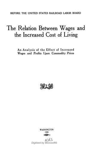 The relation between wages and the increased cost of living