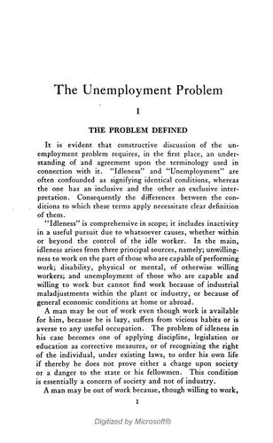 The unemployment problem ..