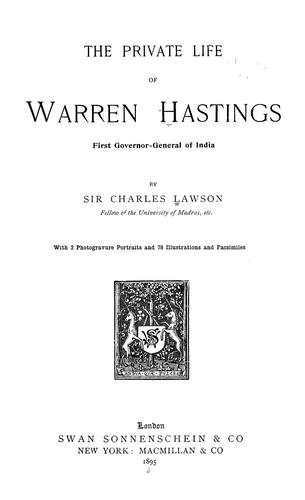 The private life of Warren Hastings