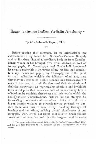 Some notes on Indian artistic anatomy