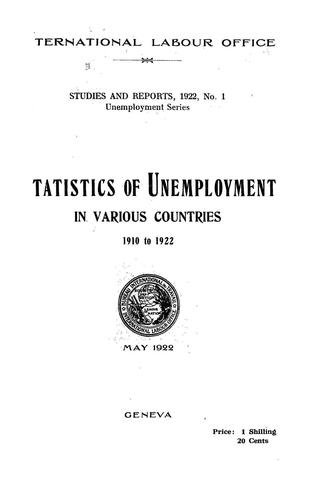 Statistics of unemployment in various countries, 1910 to 1922