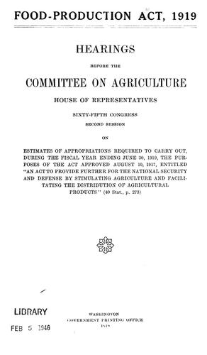 Food-production act, 1919