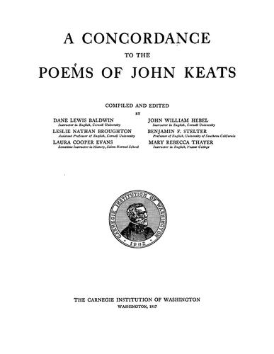 A concordance to the poems of John Keats