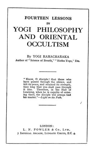 Fourteen Lessons in Yogi Philosophy and Oriental Occultism