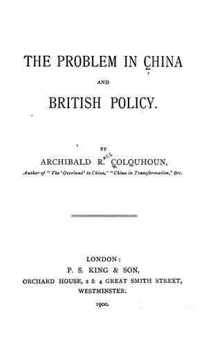 The problem in China and British policy