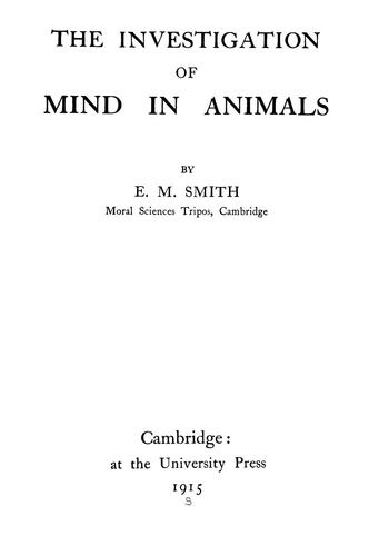 The investigation of mind in animals