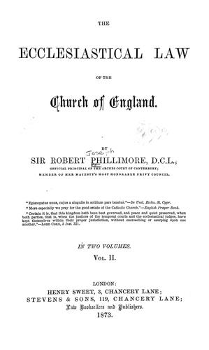 The ecclesiastical law of the Church of England