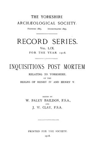 Inquisitions post mortem relating to Yorkshire