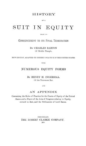 History of a suit in equity from its commencement to its final termination