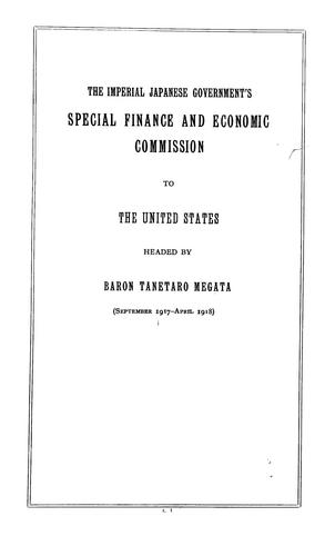 The Imperial Japanese government's Special finance and economic commission to the United States