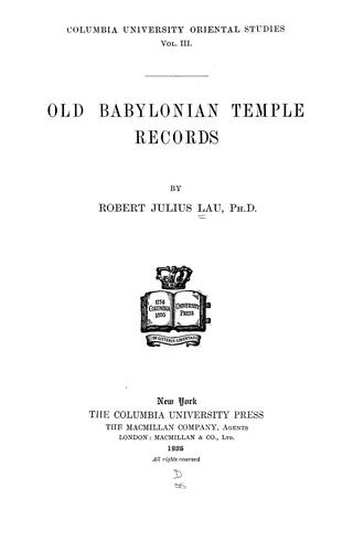 Old Babylonian temple records