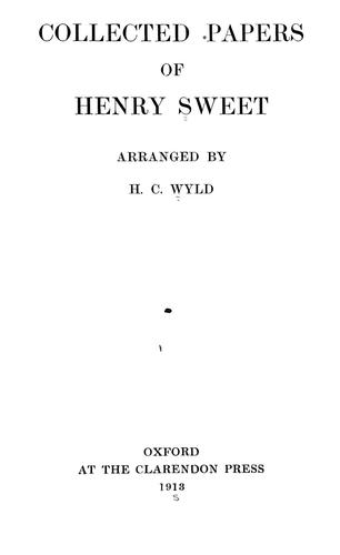 Collected papers of Henry Sweet