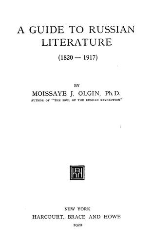 A guide to Russian literature (1820-1917)