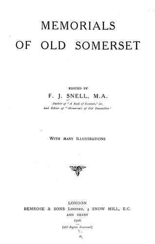 Memorials of old Somerset